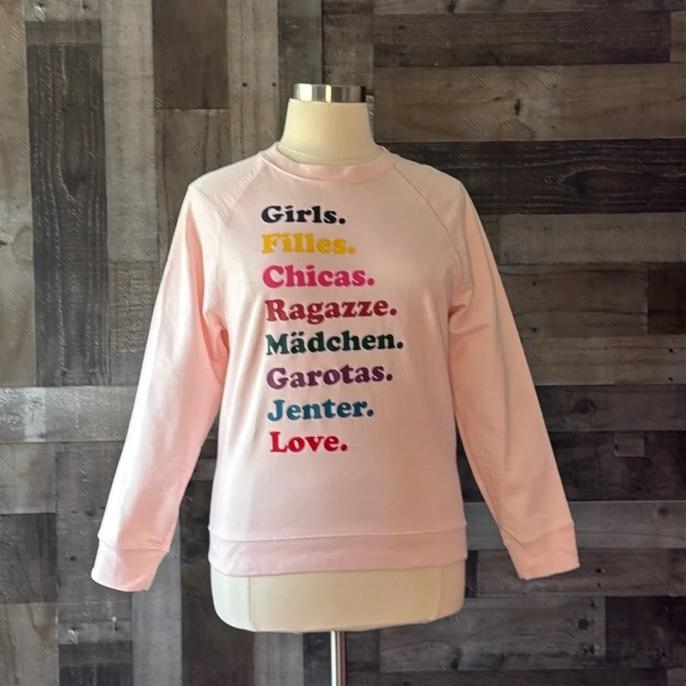 NWT! J.Crew Girls sweatshirt large pastel pink Barbiecore rainbow hyper feminine